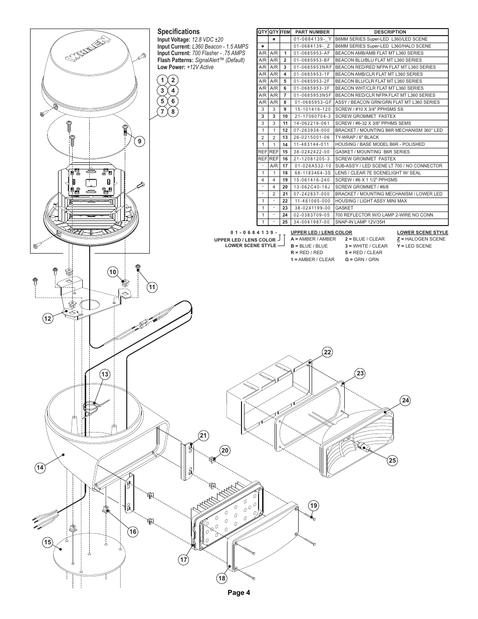 Specifications, Page 4 | Whelen B6MMAAP User Manual | Page 4 / 5