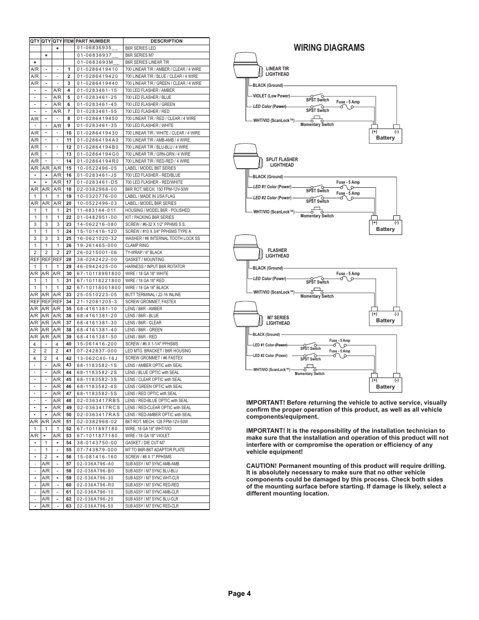 Wiring diagrams, Page 4 | Whelen B6TMAA1P User Manual | Page 4 / 4