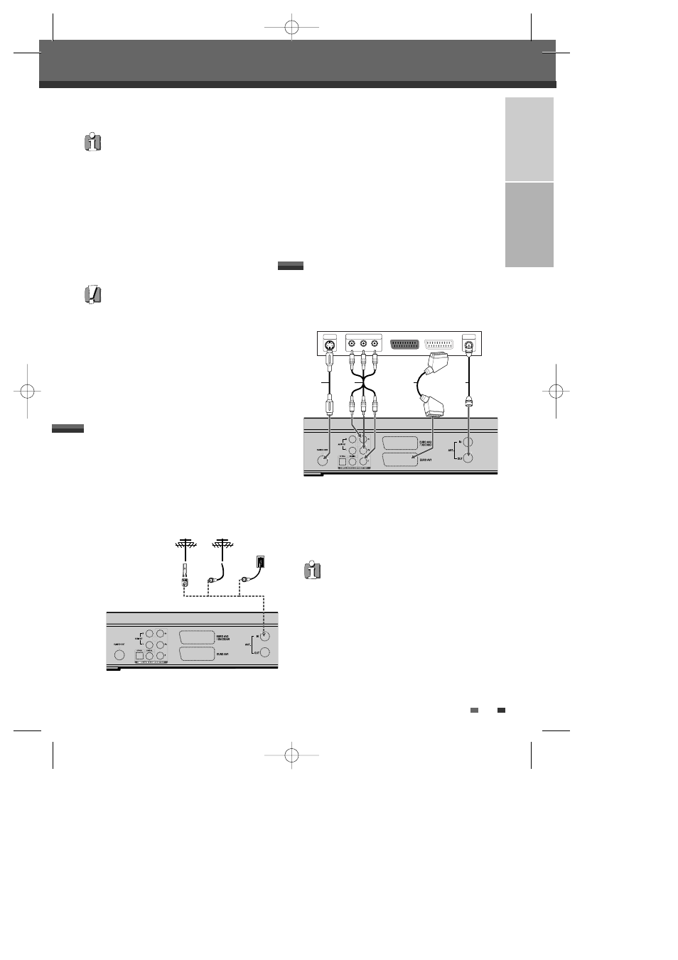 Connections, Connecting a tv, Connecting antenna/cable | Rf connection, Scart connection 1 | Daewoo DHR-9105P User Manual | Page 16 / 64