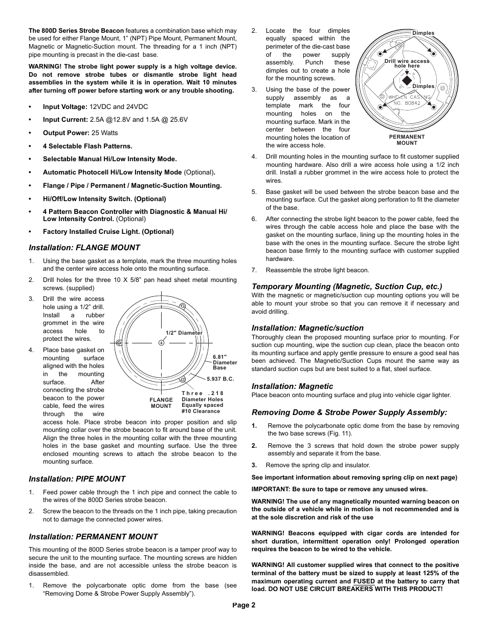 Whelen 800DHAP User Manual | Page 2 / 4