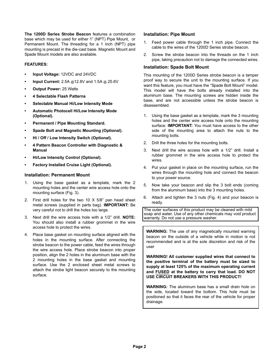 Whelen 1200DHAP User Manual | Page 2 / 5