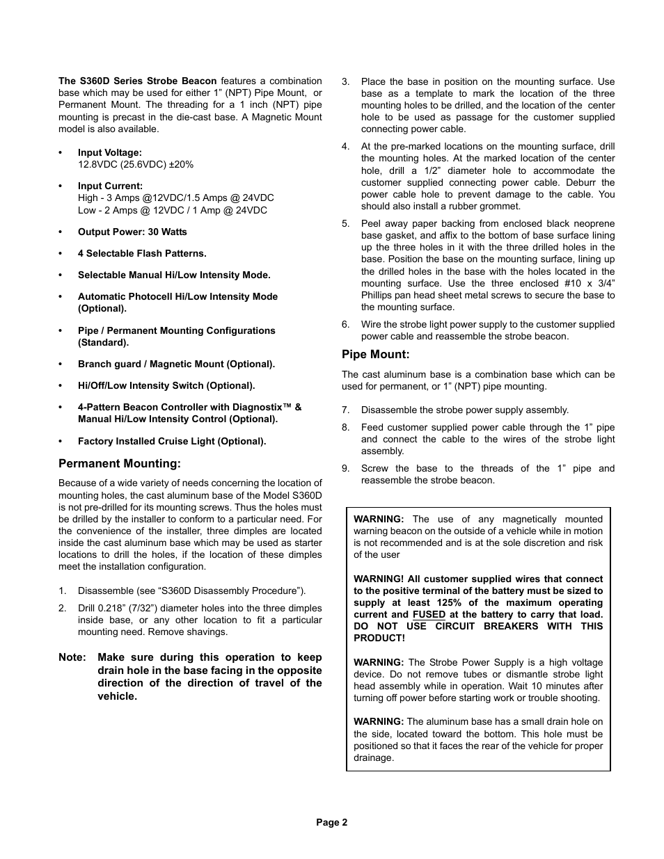 Whelen S360DAP User Manual | Page 2 / 5