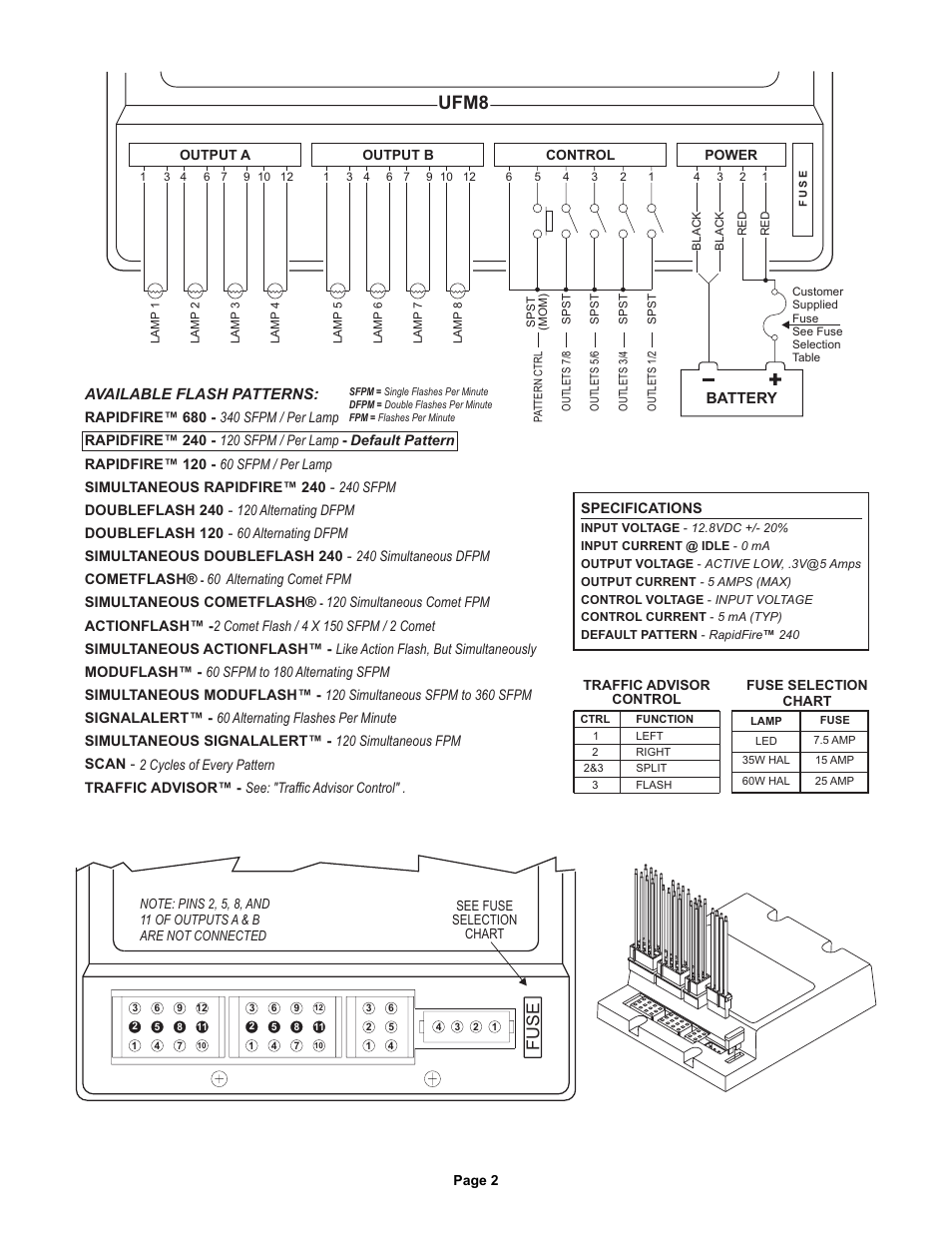 Ufm8, Fuse | Whelen UFM8 User Manual | Page 2 / 2