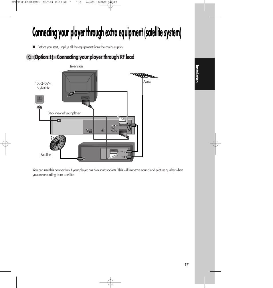 Option 1) - connecting your player through rf lead | Daewoo SD-2100P User Manual | Page 18 / 78