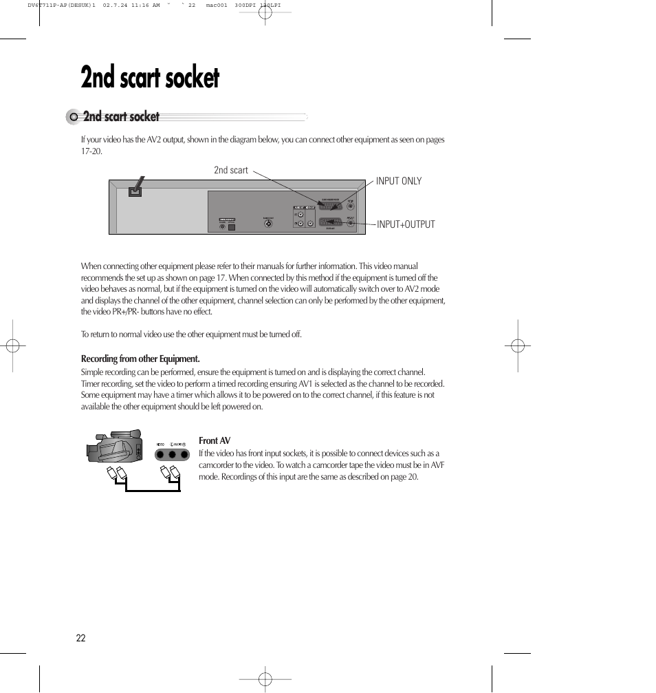 2nd scart socket | Daewoo SD-2100P User Manual | Page 23 / 78