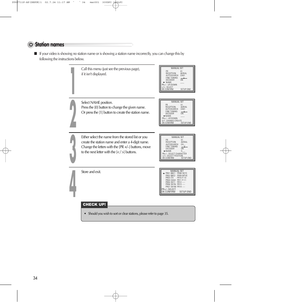 Station names | Daewoo SD-2100P User Manual | Page 35 / 78