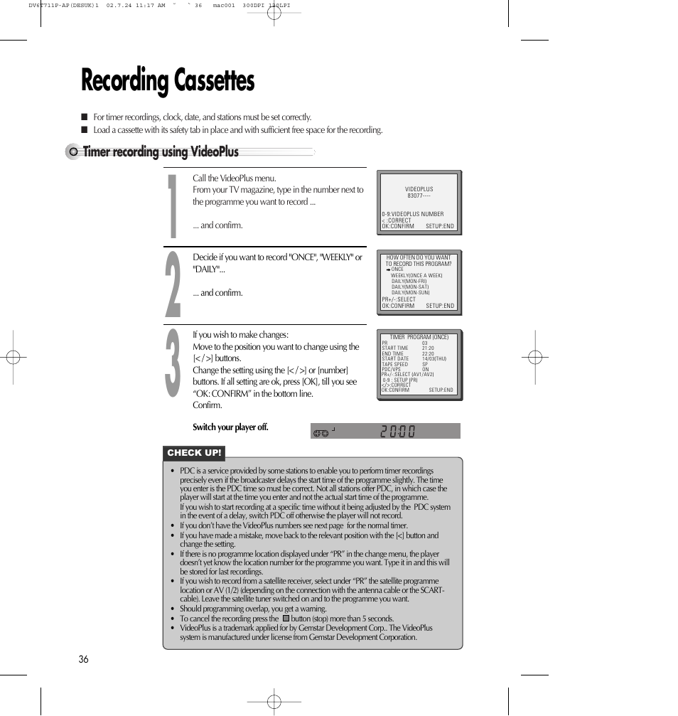Recording cassettes | Daewoo SD-2100P User Manual | Page 37 / 78