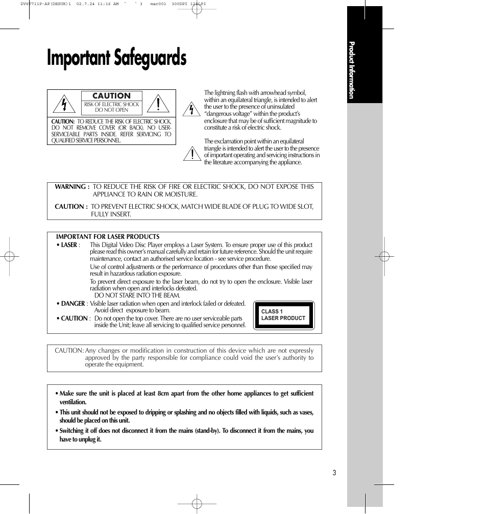 Important safeguards | Daewoo SD-2100P User Manual | Page 4 / 78