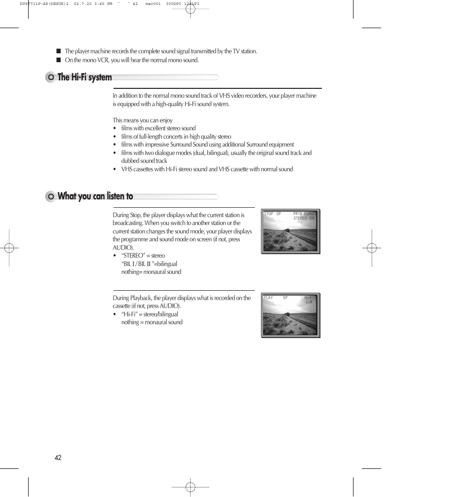 The hi-fi system, What you can listen to | Daewoo SD-2100P User Manual | Page 43 / 78