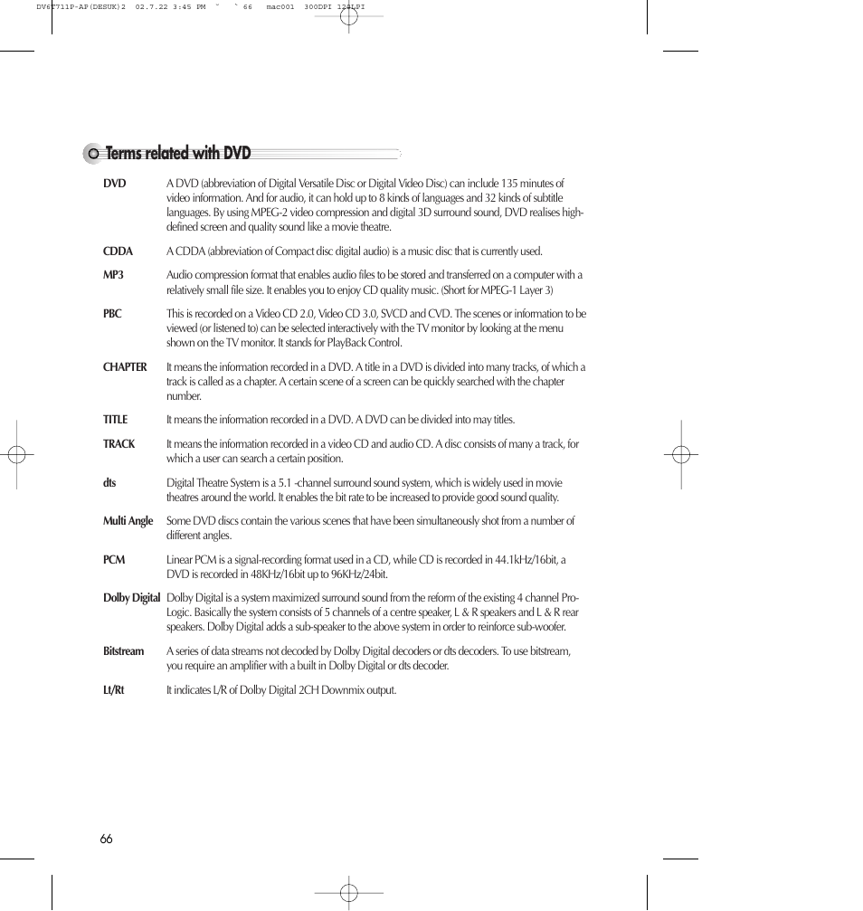 Terms related with dvd | Daewoo SD-2100P User Manual | Page 67 / 78