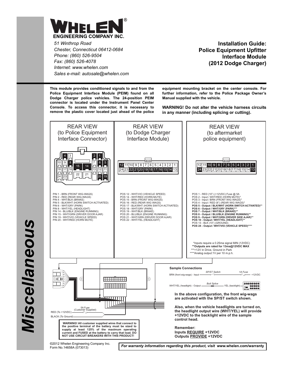 Whelen PEIMDC12 User Manual | 1 page