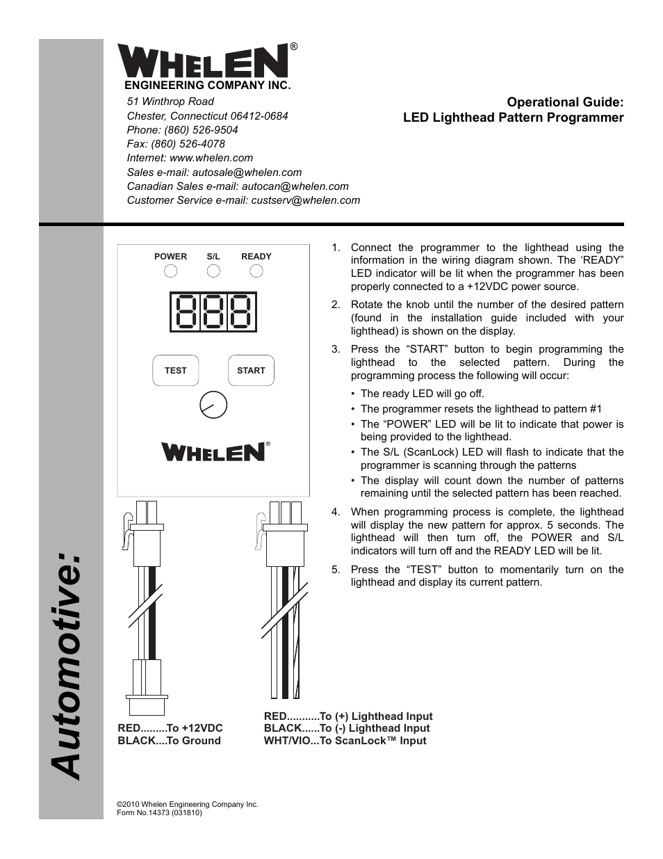 Whelen PROGRAM1 User Manual | 1 page