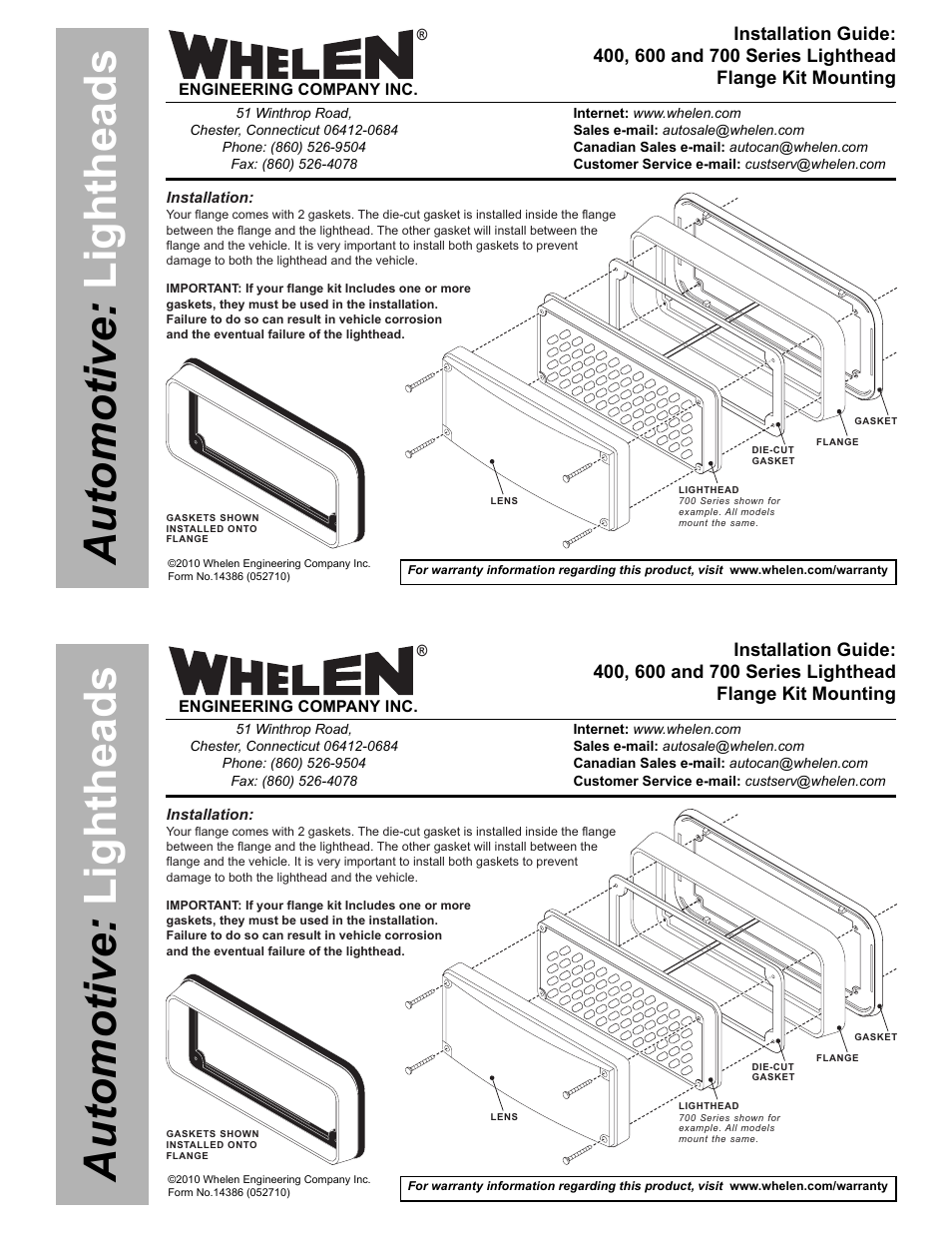 Whelen 4EFLANGE User Manual | 1 page