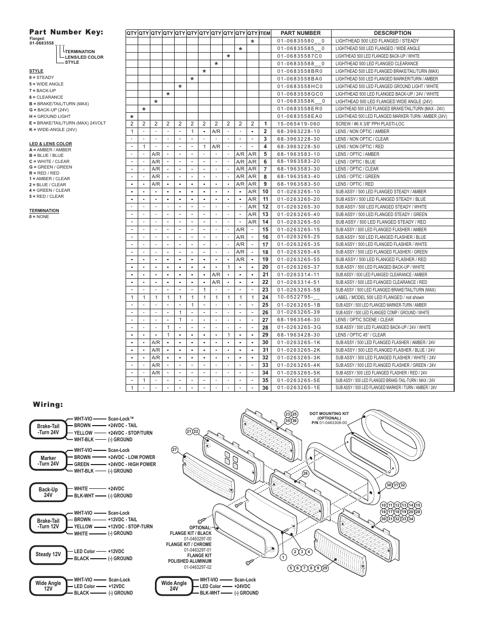 Page 3, Part number key: wiring | Whelen 5SA00FAR User Manual | Page 3 / 4