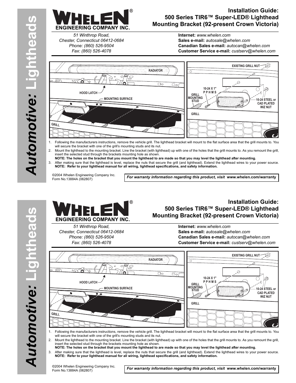 Whelen 5BKT1 User Manual | 1 page