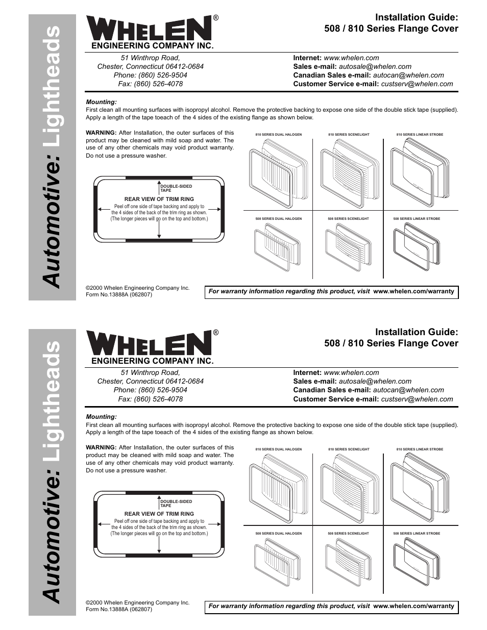 Whelen 508TRIM User Manual | 1 page