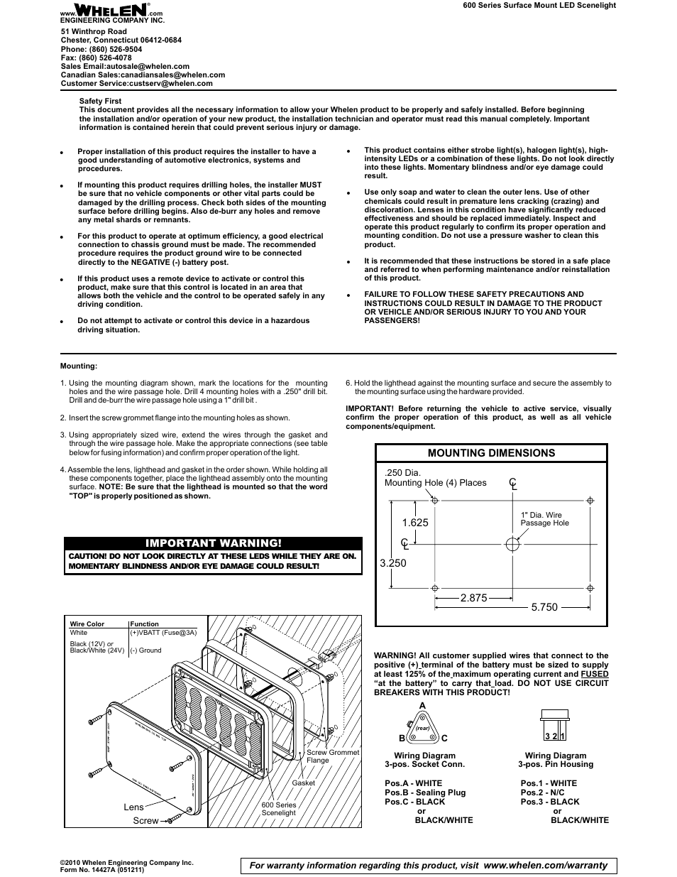 Whelen 6SC0ENZR User Manual | 1 page