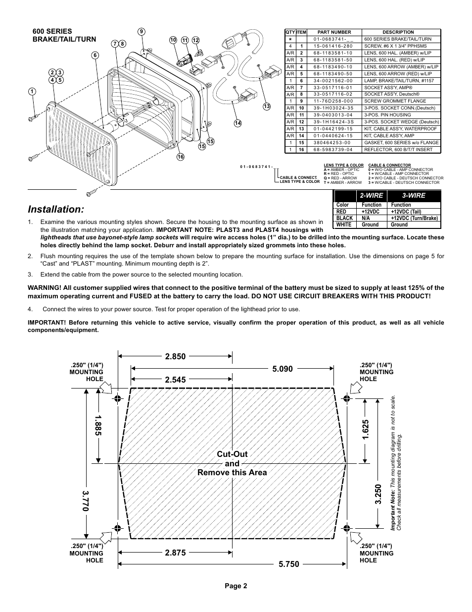 Installation | Whelen 60F000AR User Manual | Page 2 / 5