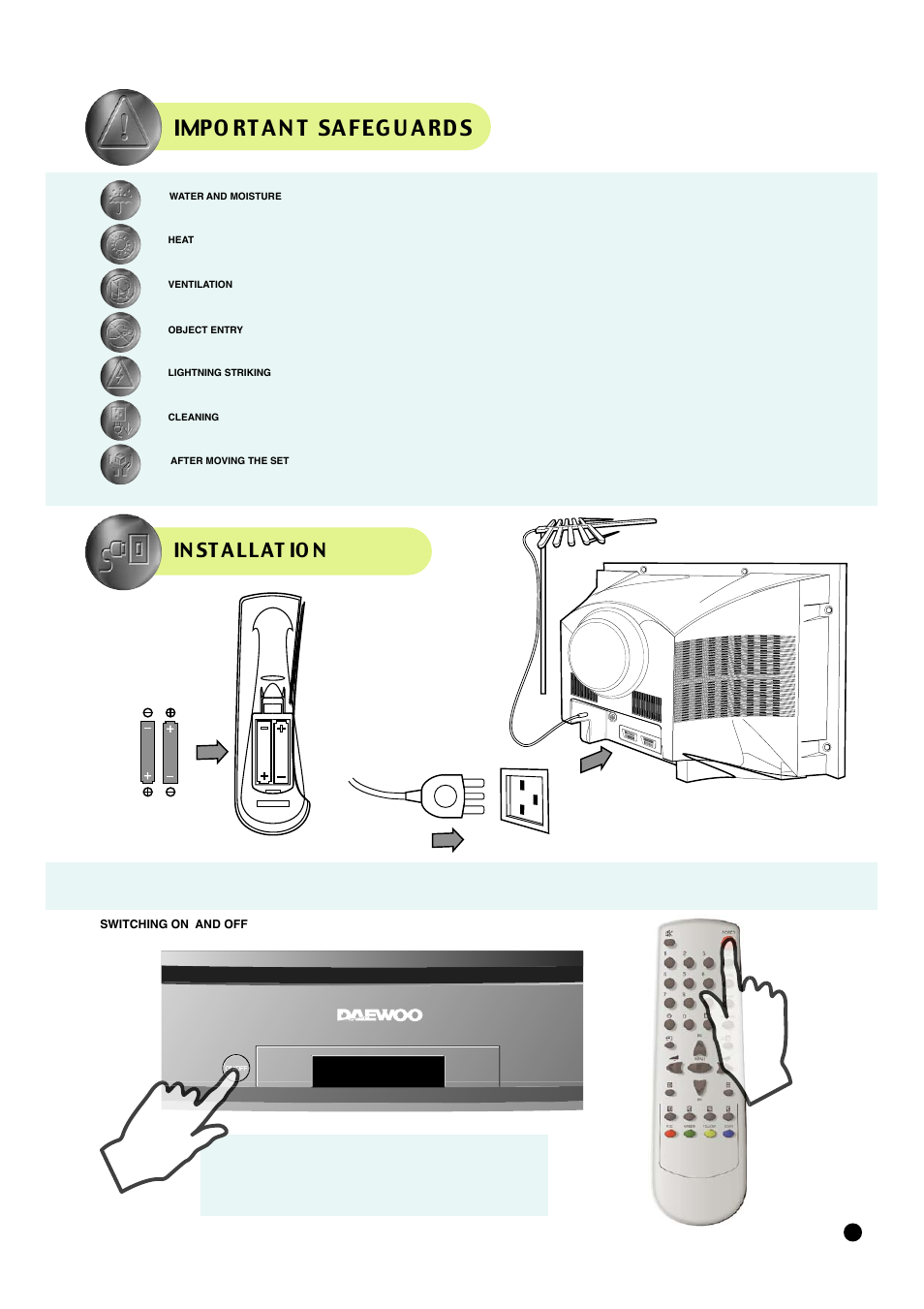 Impo rt an t safeg u ard s | Daewoo D W X -28W User Manual | Page 5 / 14
