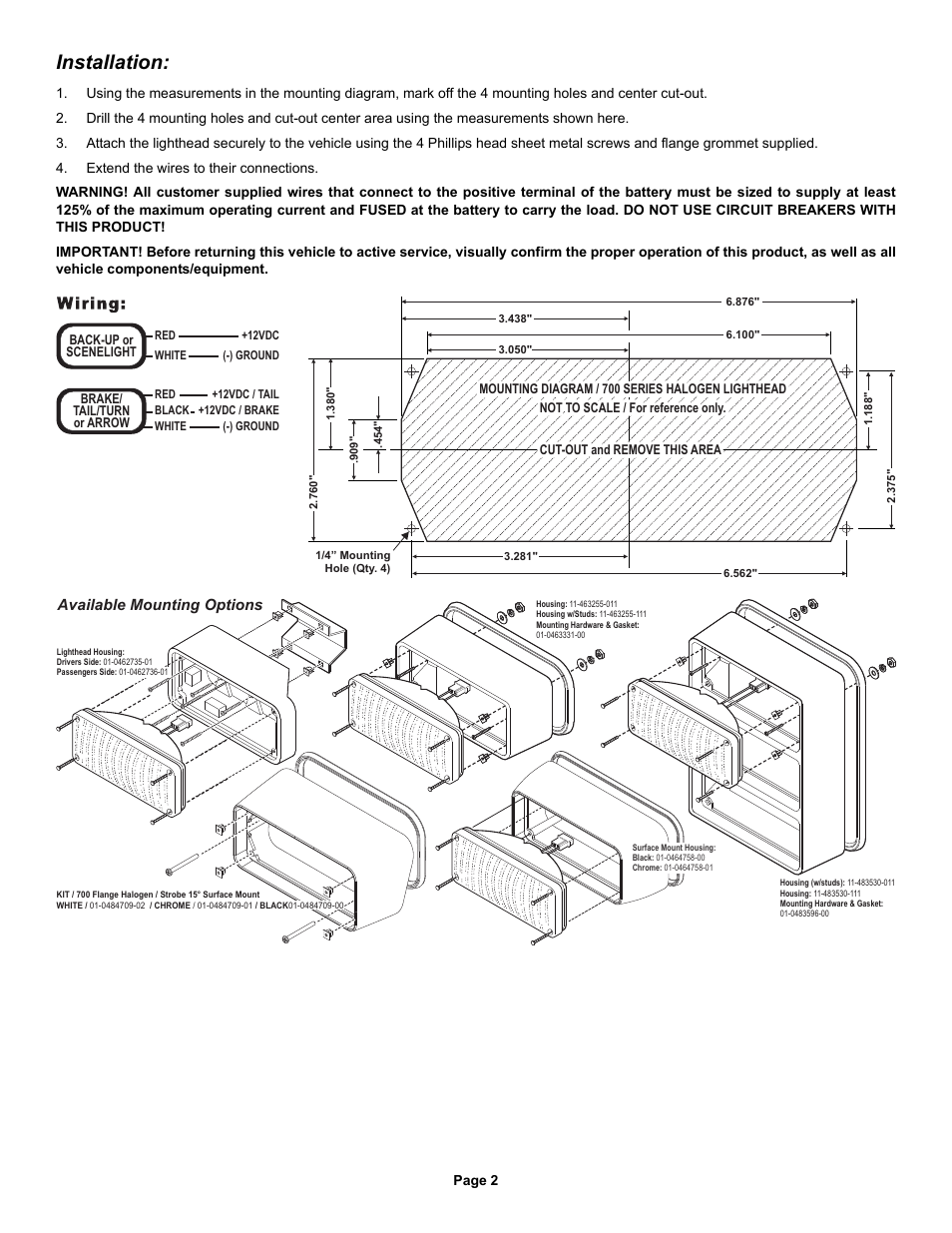 Installation | Whelen 70F000AR User Manual | Page 2 / 3