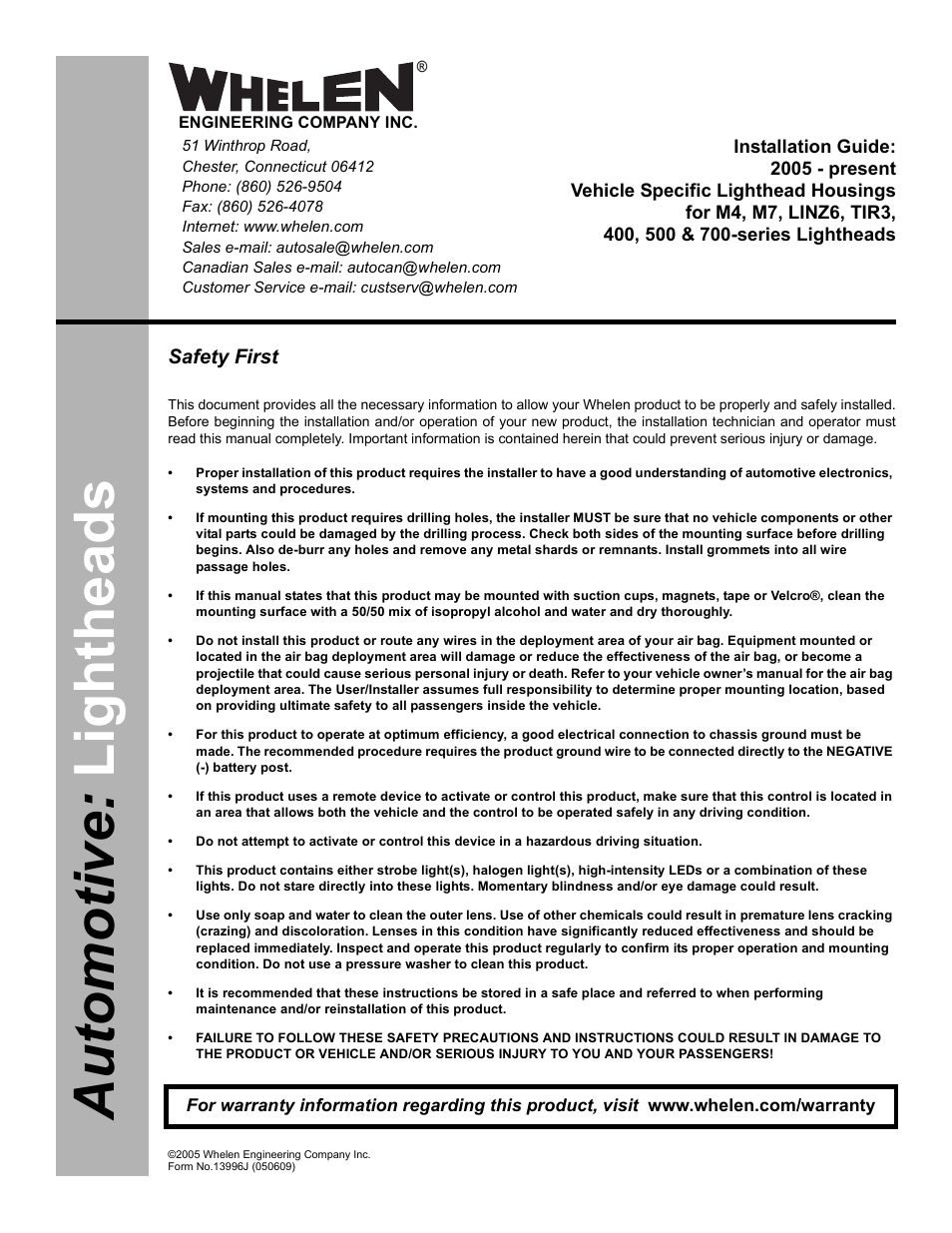 Whelen 7GCV6LRC User Manual | 6 pages