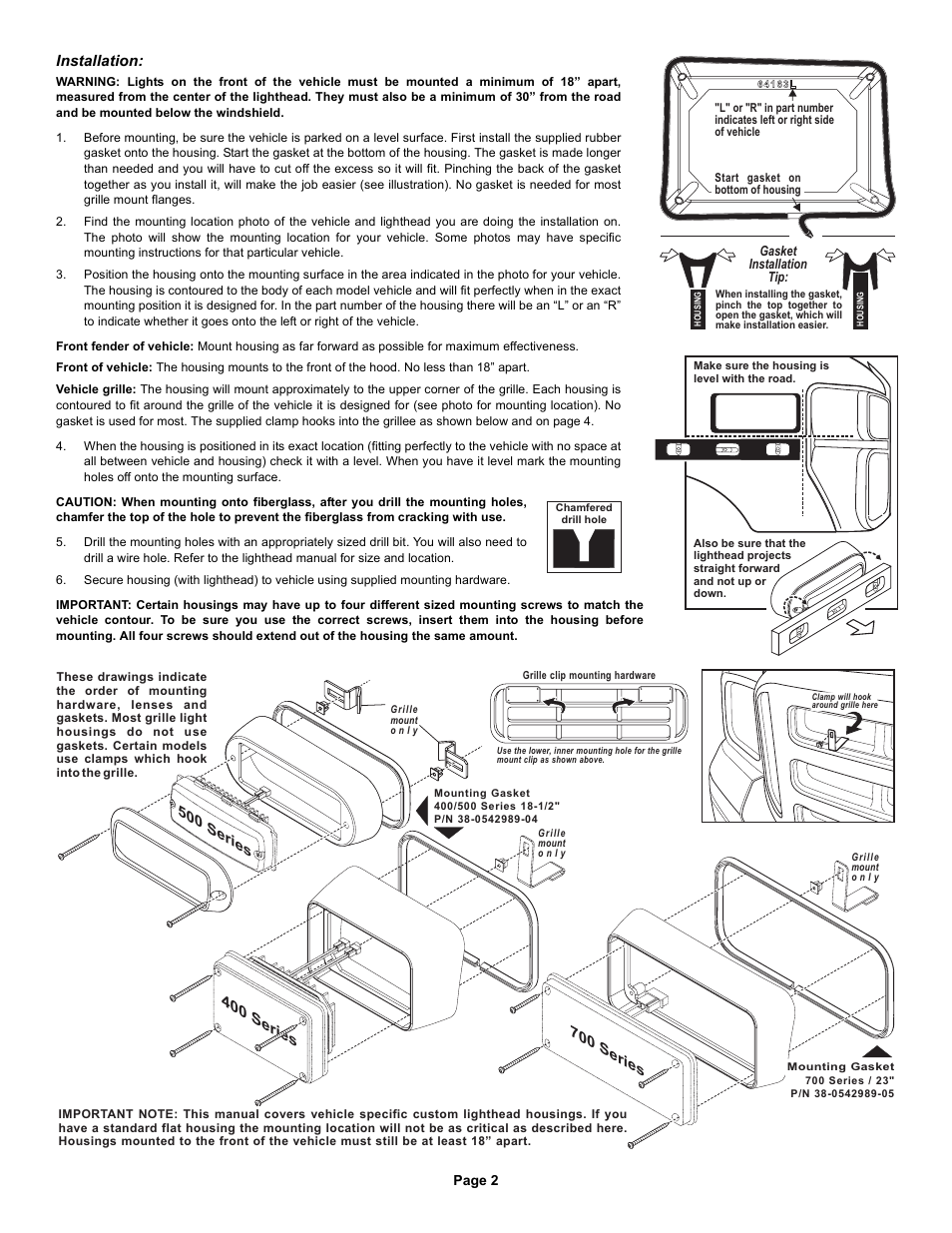 400 series, 700 series, Installation | Whelen 7GCV6LRC User Manual | Page 2 / 6