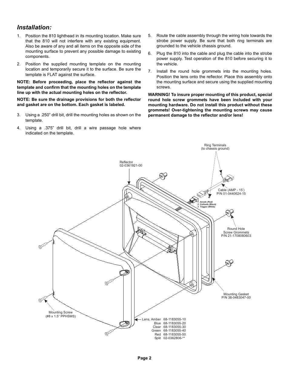 Installation | Whelen 81EC20AR User Manual | Page 2 / 3