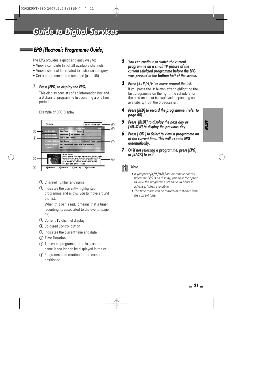 Guide to digital services, Epg (electronic programme guide) | Daewoo DRHT-630 User Manual | Page 22 / 69