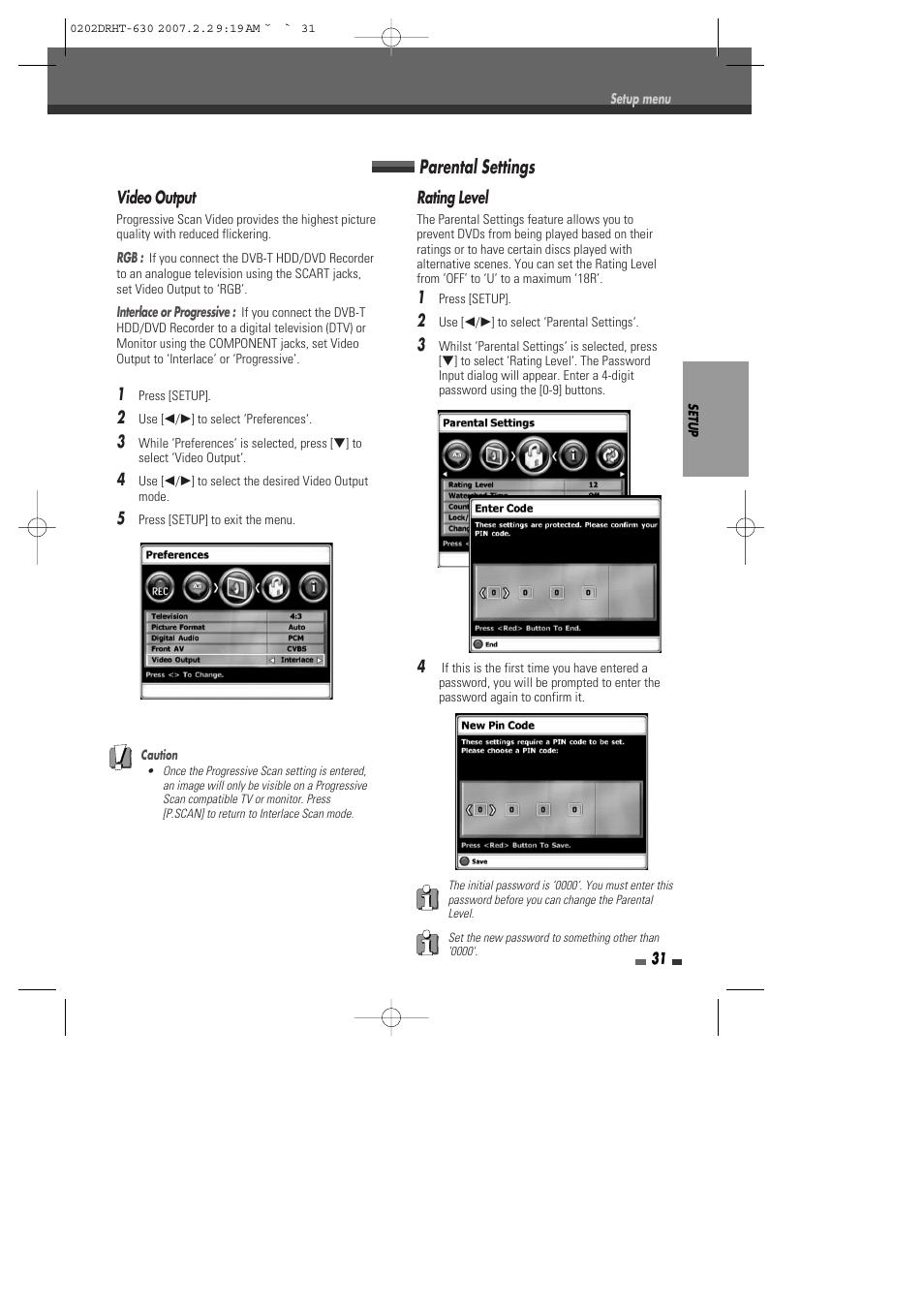 Parental settings | Daewoo DRHT-630 User Manual | Page 32 / 69