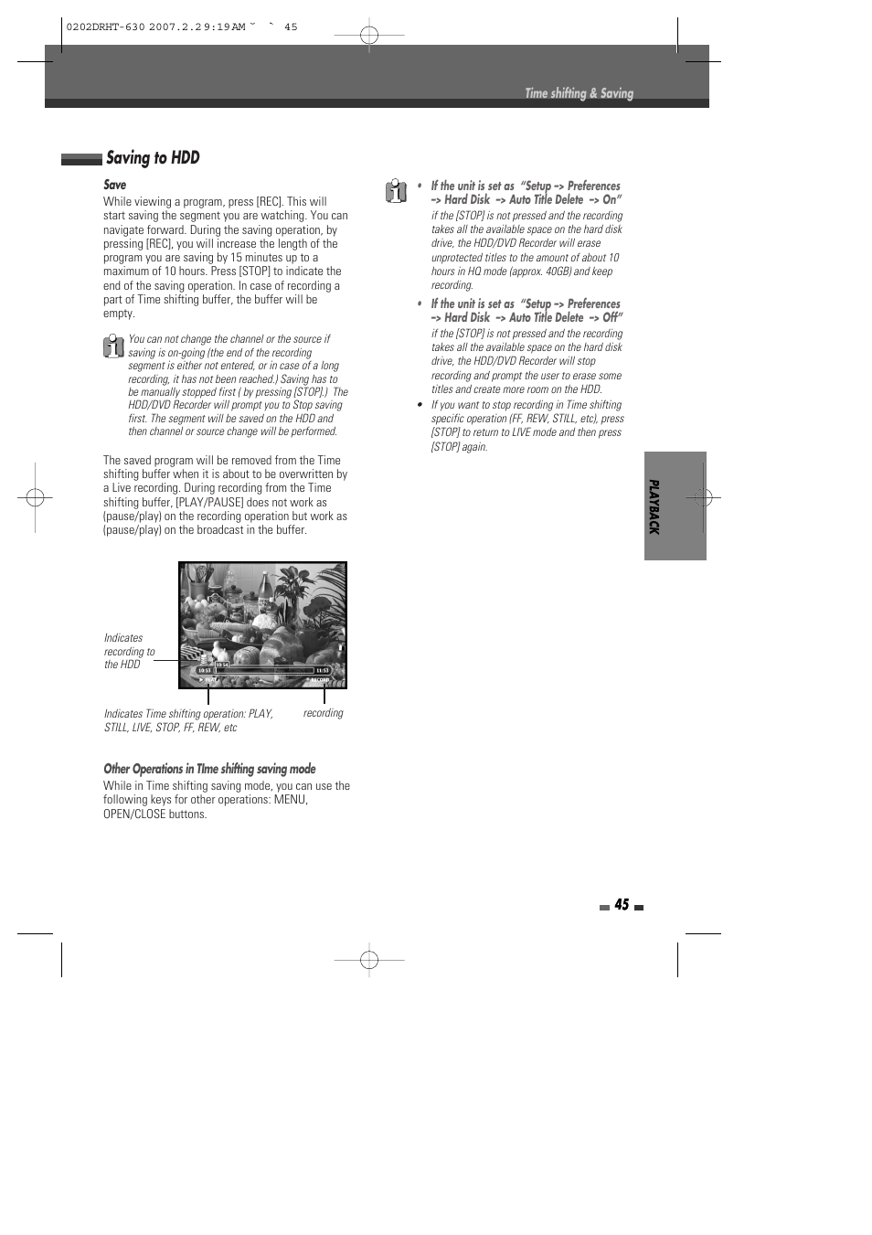 Saving to hdd | Daewoo DRHT-630 User Manual | Page 46 / 69