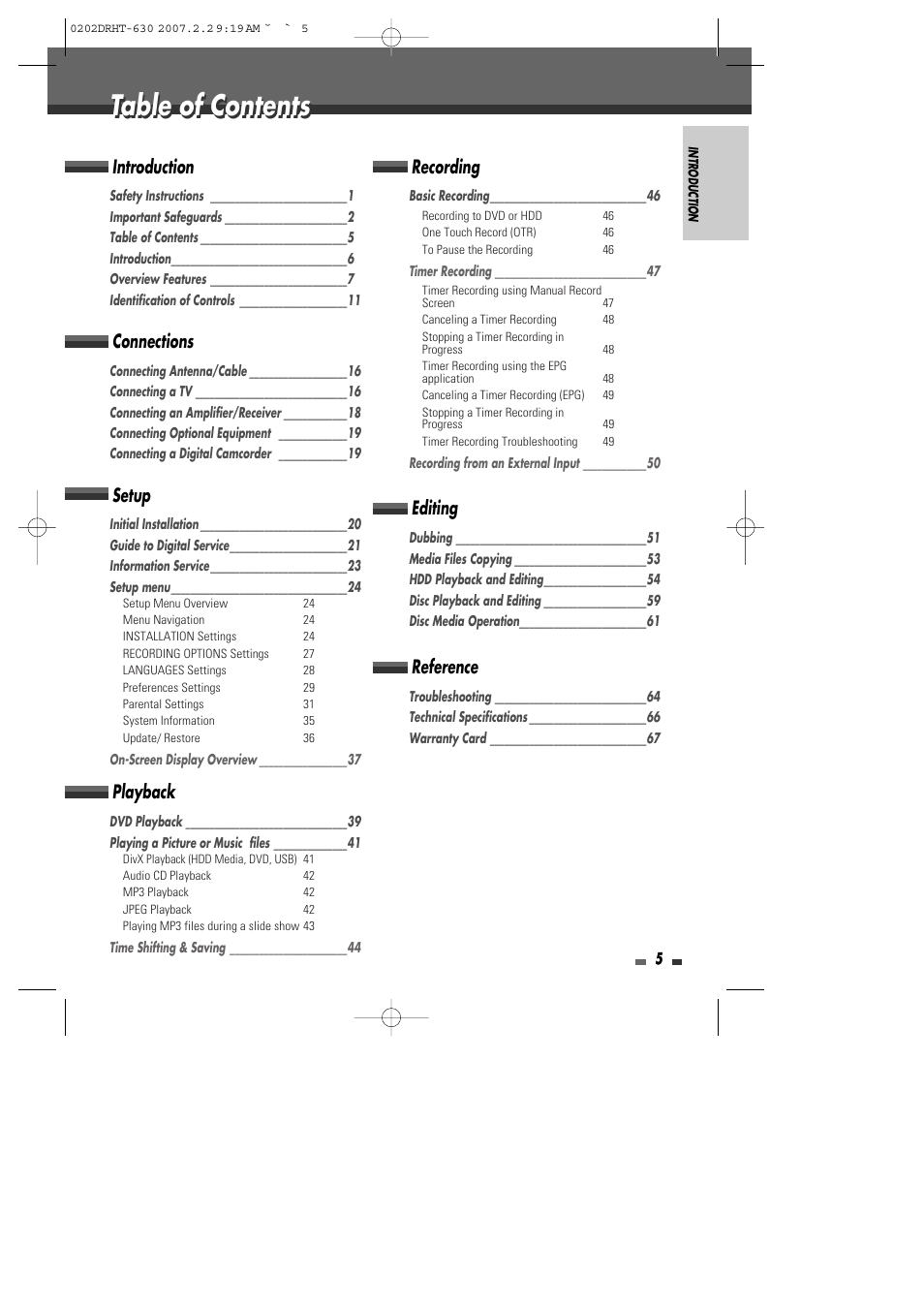 Daewoo DRHT-630 User Manual | Page 6 / 69