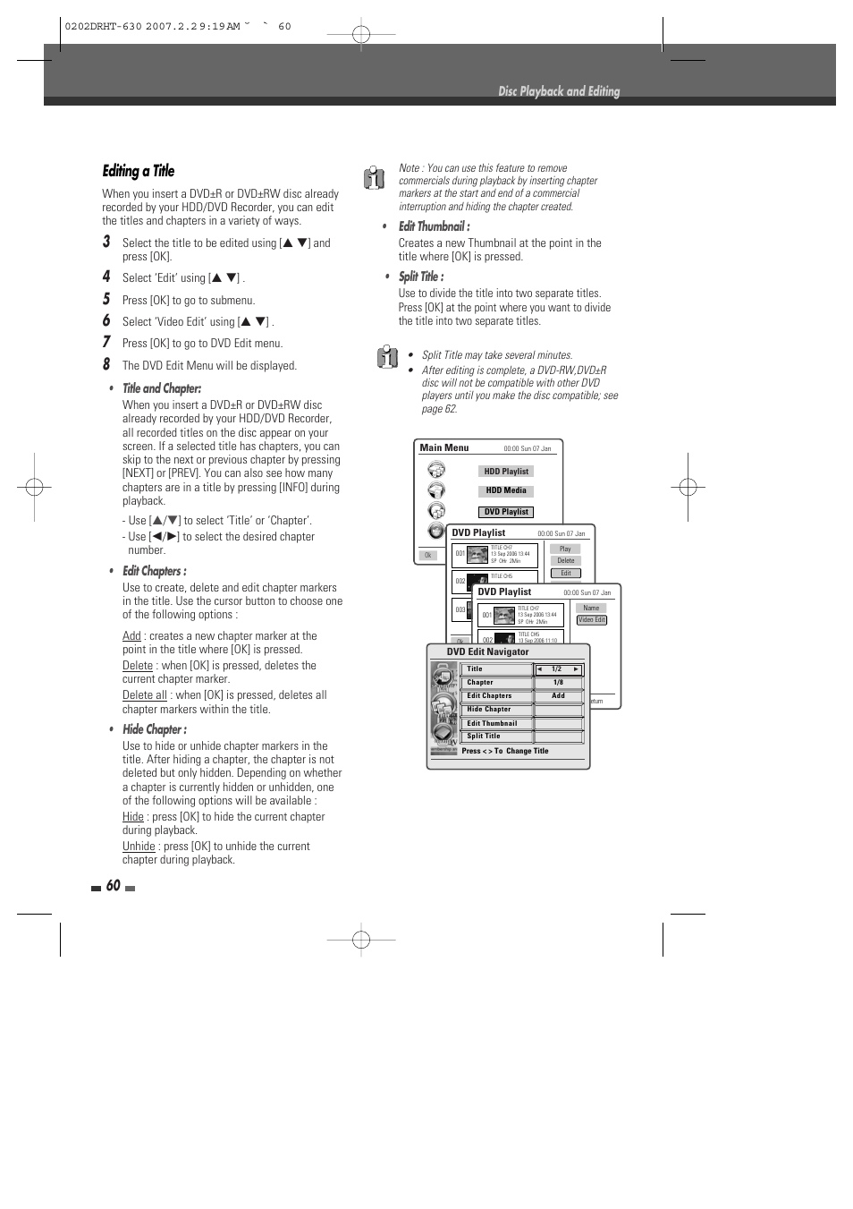 Editing a title | Daewoo DRHT-630 User Manual | Page 61 / 69