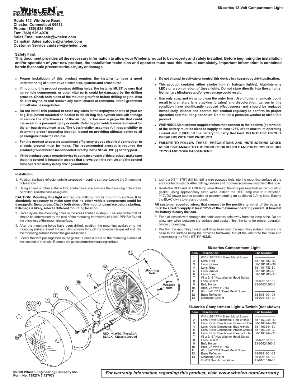 Whelen CL25C User Manual | 1 page