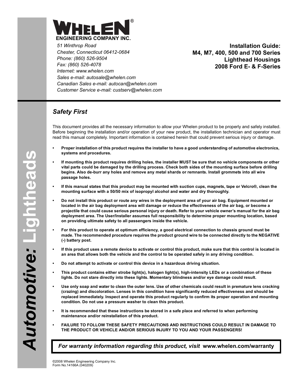 Whelen M4FC User Manual | 3 pages