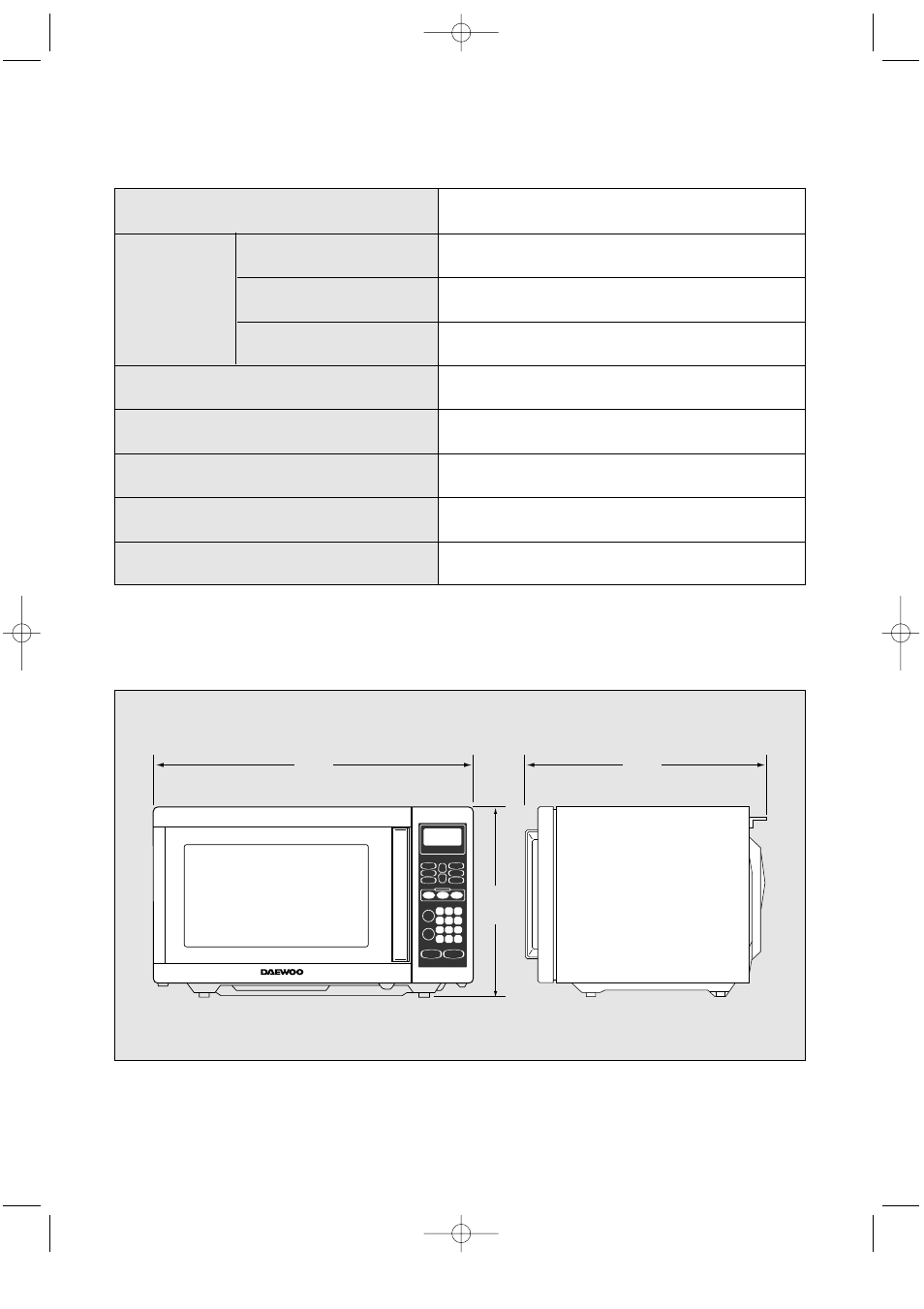 Specifications | Daewoo KOR-864H User Manual | Page 6 / 21