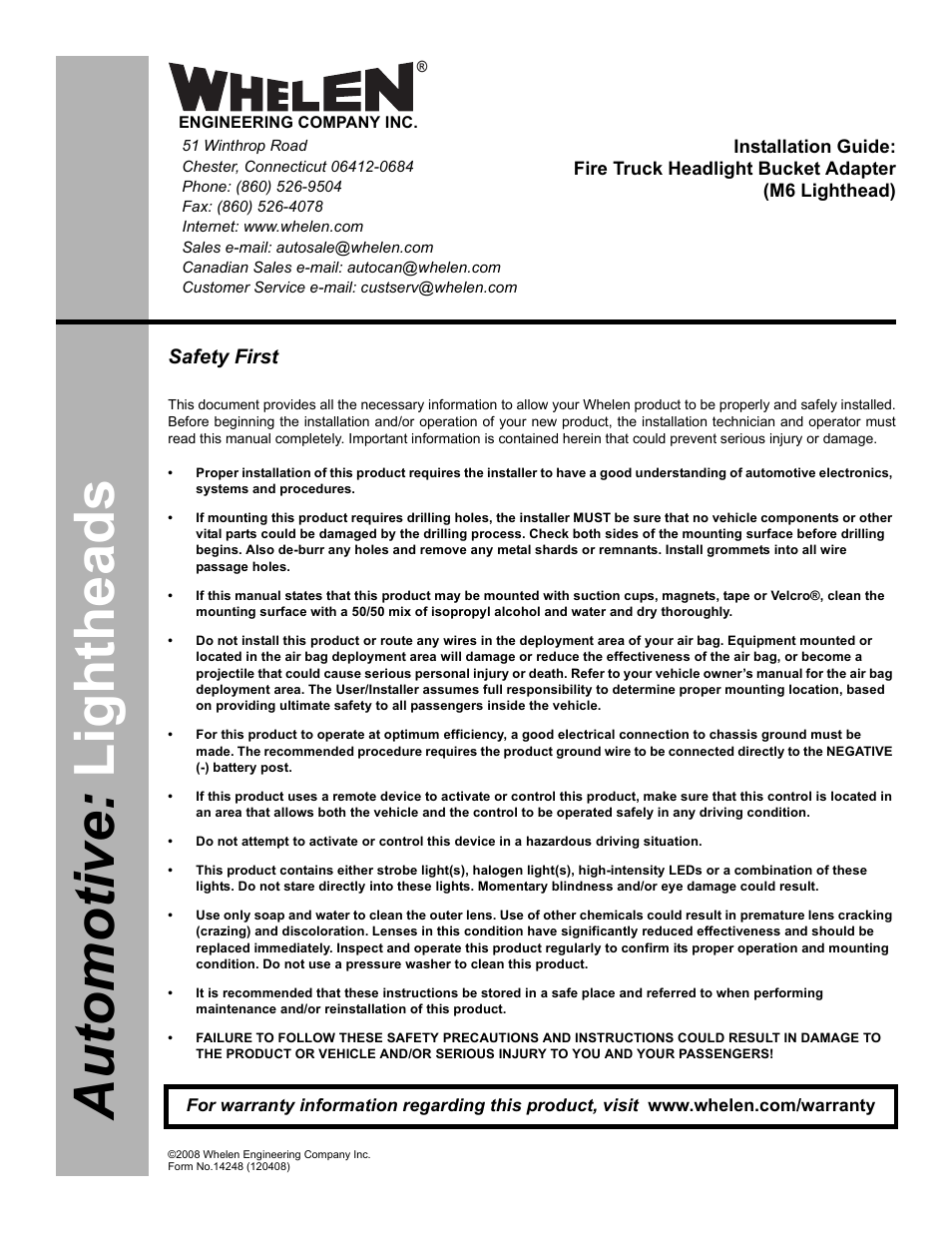 Whelen M6HDLMTK User Manual | 2 pages