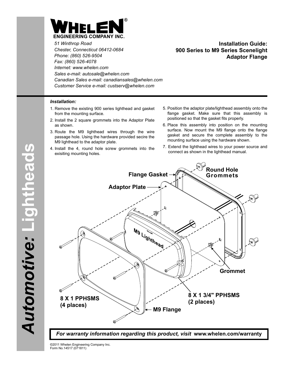 Whelen M9FCZ900 User Manual | 1 page