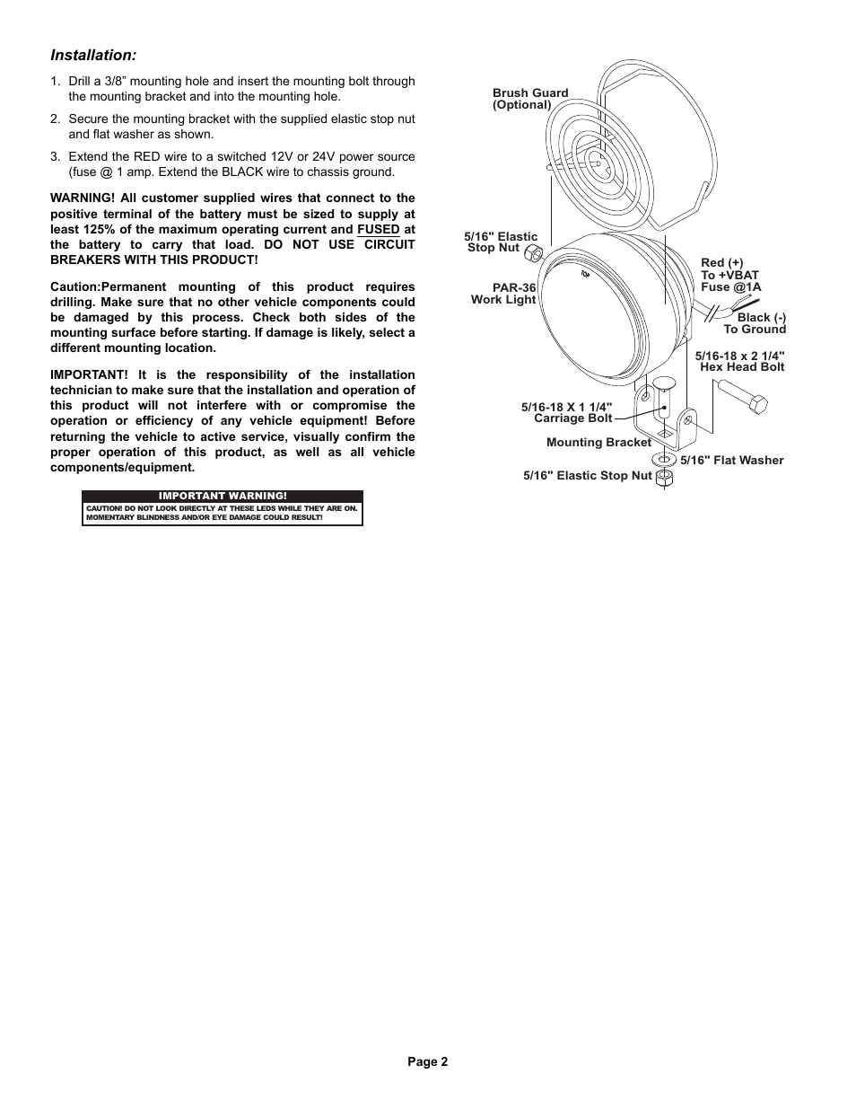 Installation | Whelen P36SLCHG User Manual | Page 2 / 2