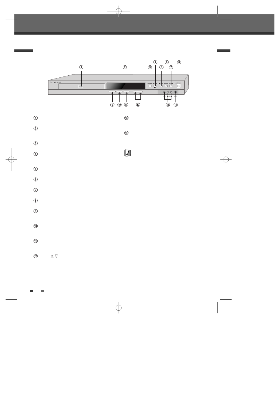 Identification of controls, Front panel | Daewoo DH-6100P User Manual | Page 11 / 64