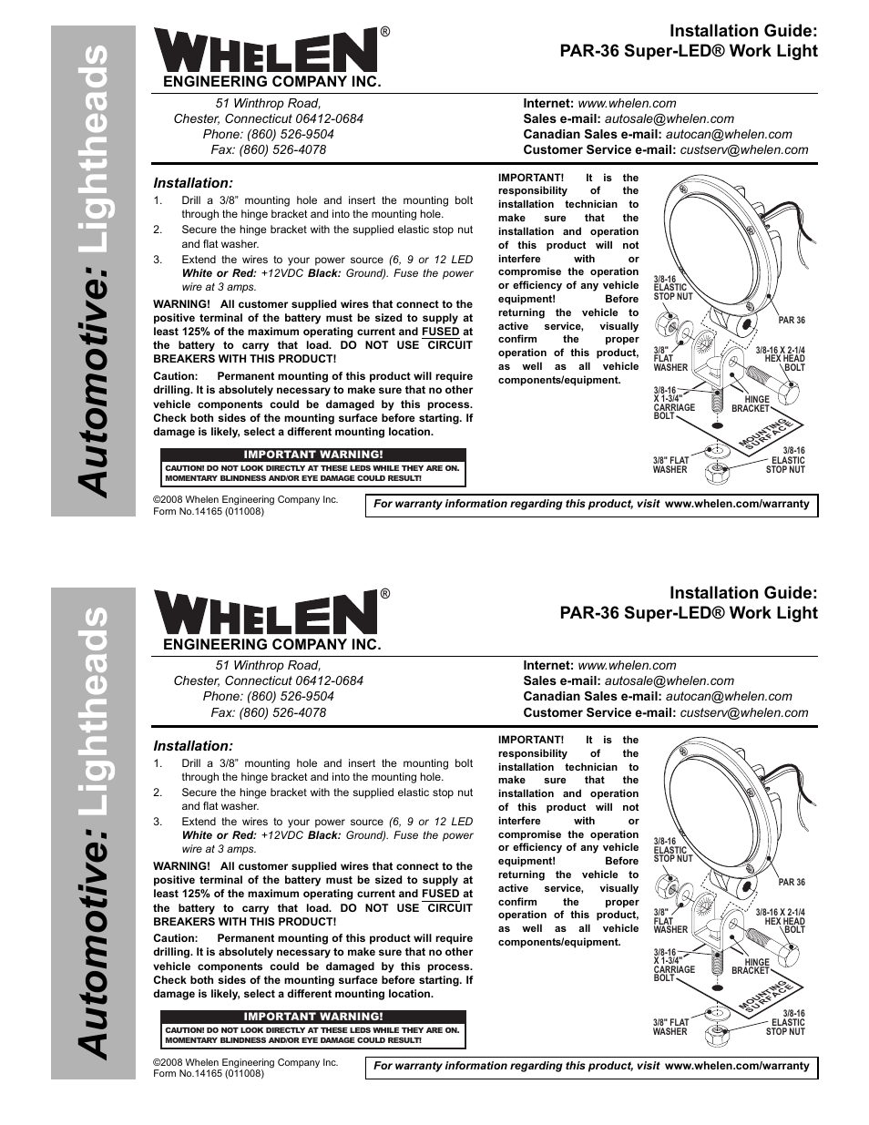 Whelen 3PC0C0CD User Manual | 1 page