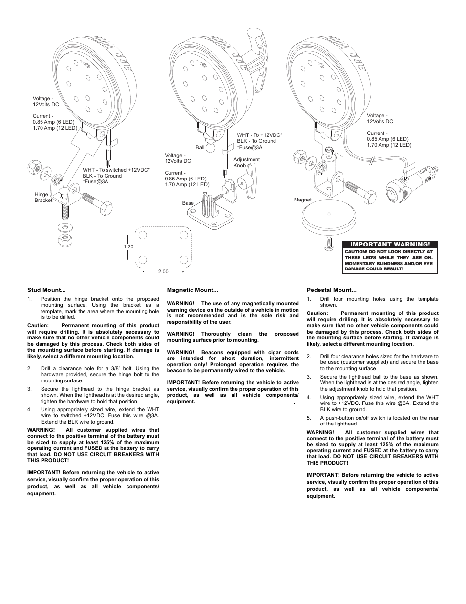 Page 2 | Whelen PAR36 Super-LED® Work Light User Manual | Page 2 / 2