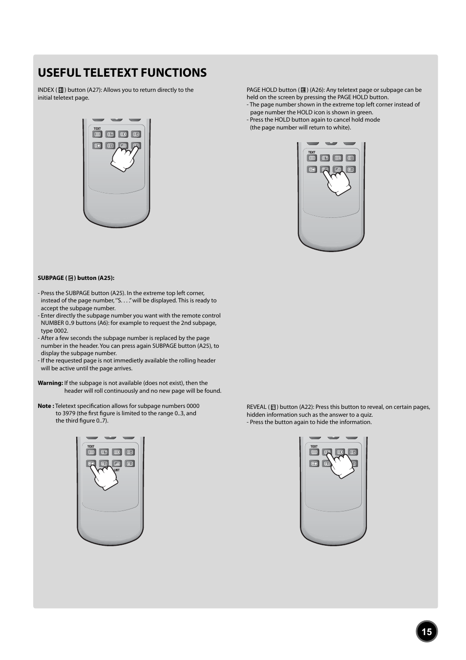 Useful teletext functions | Daewoo DUB-2850GB User Manual | Page 17 / 27