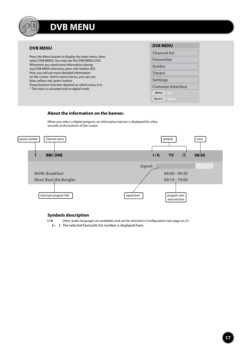 Dvb menu | Daewoo DUB-2850GB User Manual | Page 19 / 27