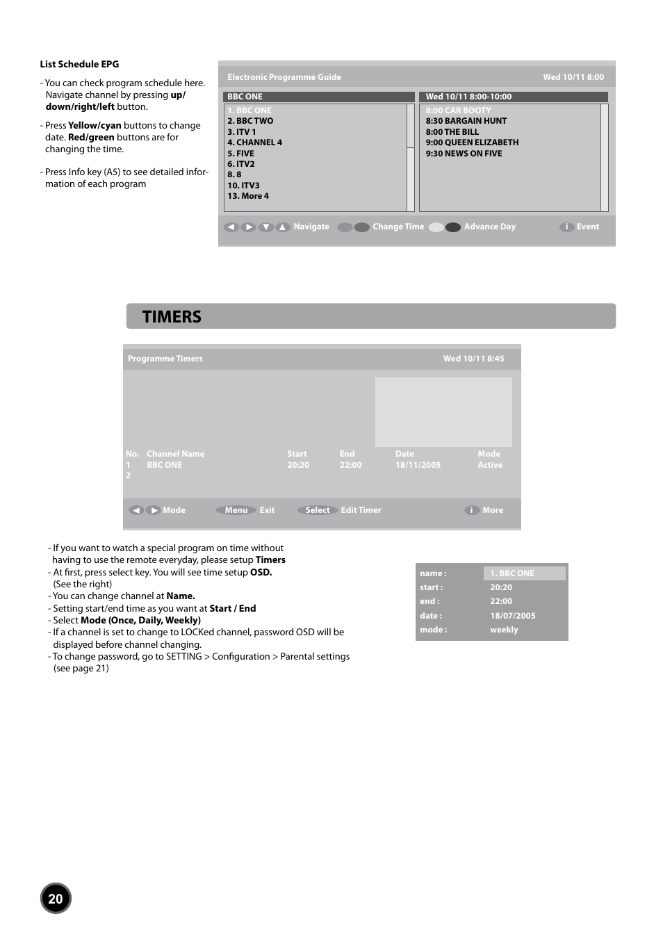 Timers | Daewoo DUB-2850GB User Manual | Page 22 / 27