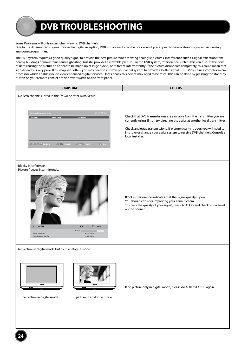 Dvb troubleshooting | Daewoo DUB-2850GB User Manual | Page 26 / 27