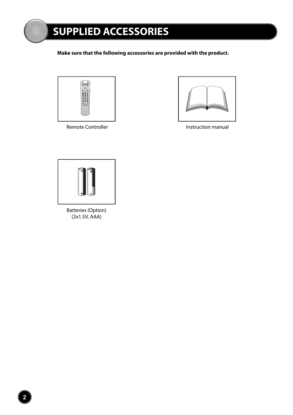 Supplied accessories | Daewoo DUB-2850GB User Manual | Page 4 / 27