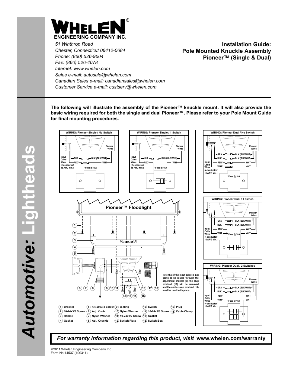 Whelen PFA1P User Manual | 1 page