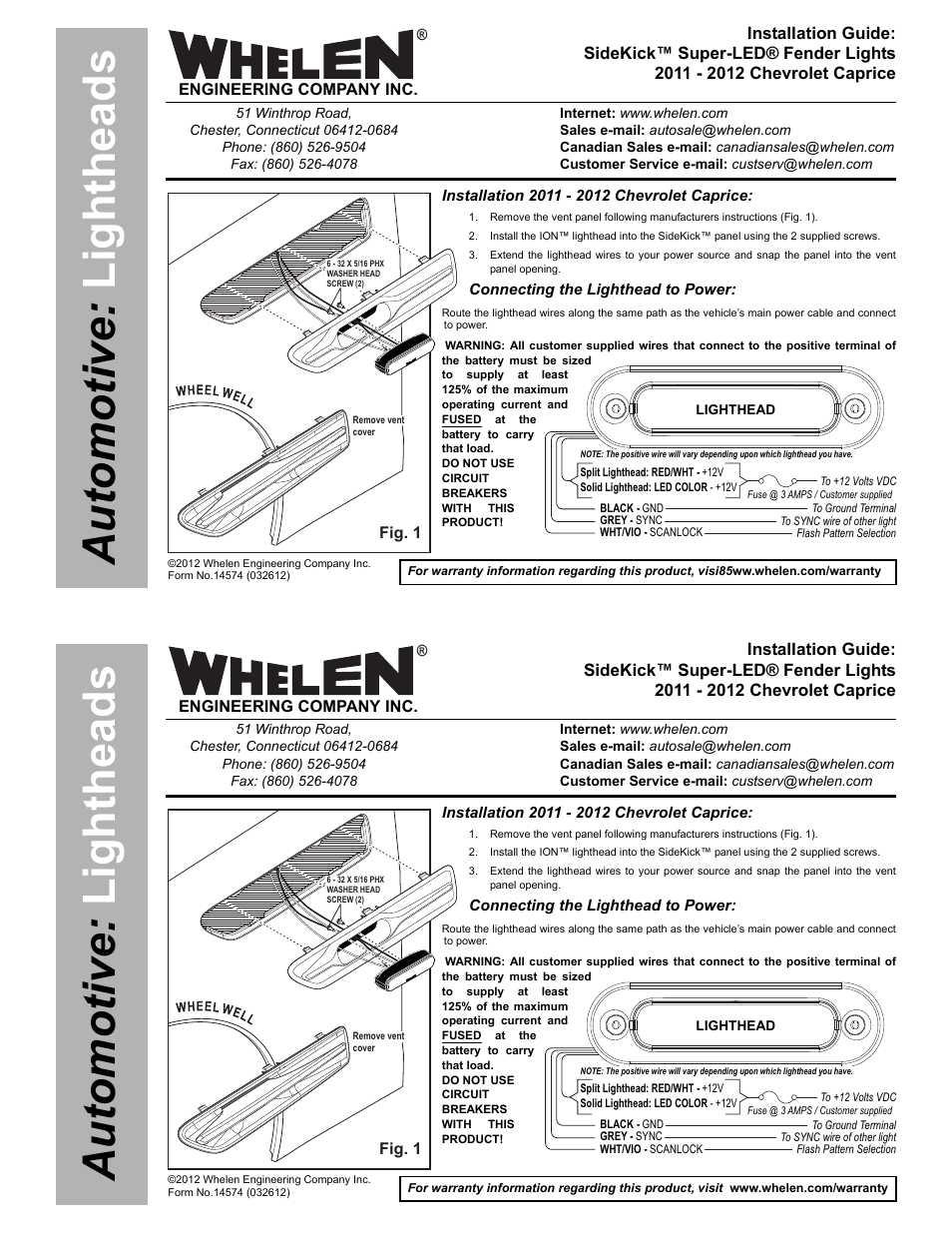 Whelen SK02JJ User Manual | 2 pages