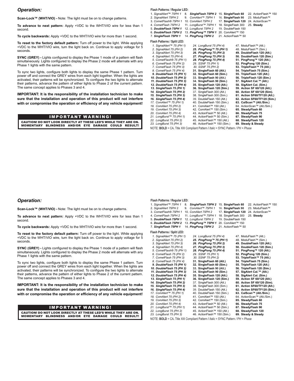 Operation, Page 2 | Whelen SK02JJ User Manual | Page 2 / 2