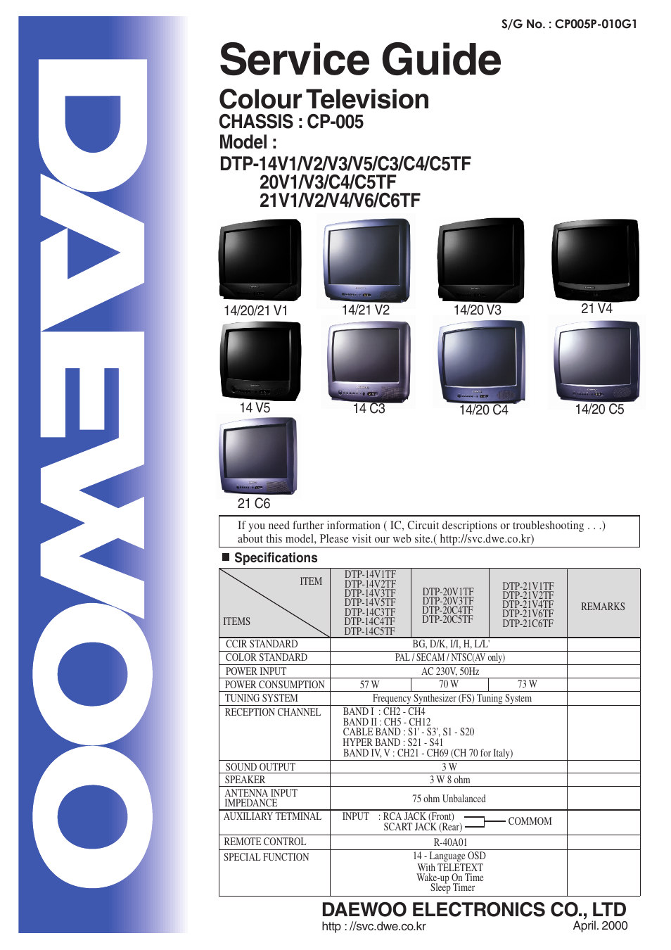 Daewoo CP005P-010G1 User Manual | 43 pages